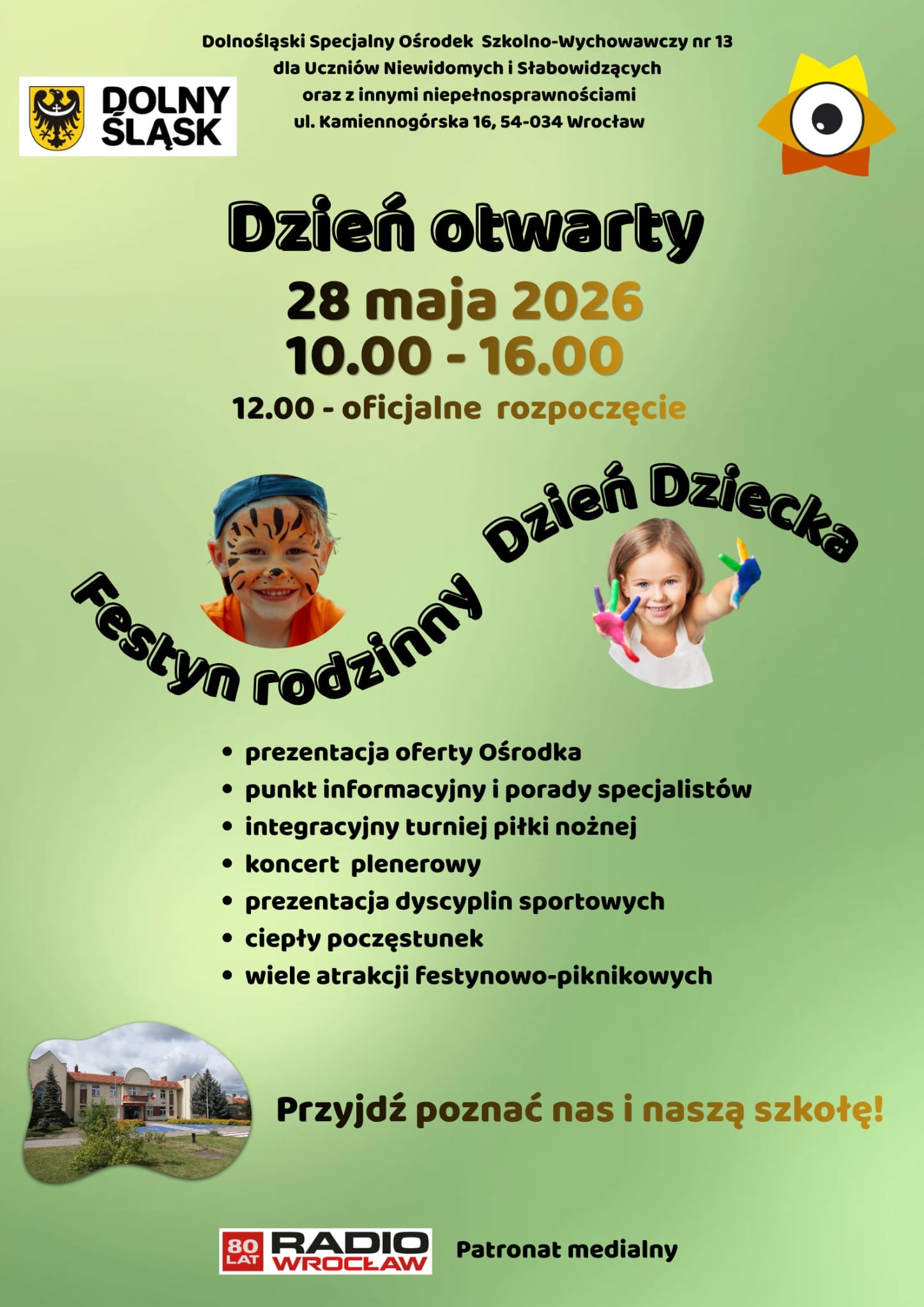 Plakat z informacją na temat dnia otwartego w Ośrodku, który odbędzie się 28 maja 2026 w godzinach 10.00-16.00